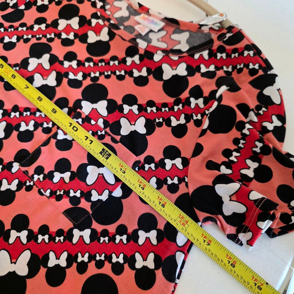 Women's LuLaRoe Disney Carly Dress XS Peach Red Mickey Mouse Print - Picture 7 of 8